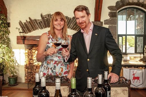 Ambassador Andrews sampling some of the Australian wine on offer at the Taste of West Cork